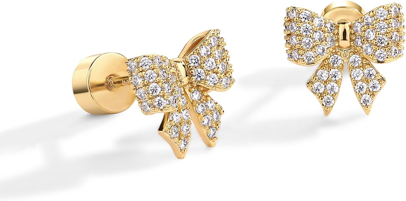 Boucles d'oreilles motif nœud papillon | Dorées
