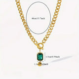 Collier pendentif émeraude chaîne épaisse | Doré