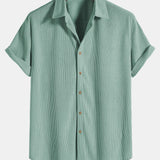 Chemise à manches courtes boutonnée en velours côtelé
