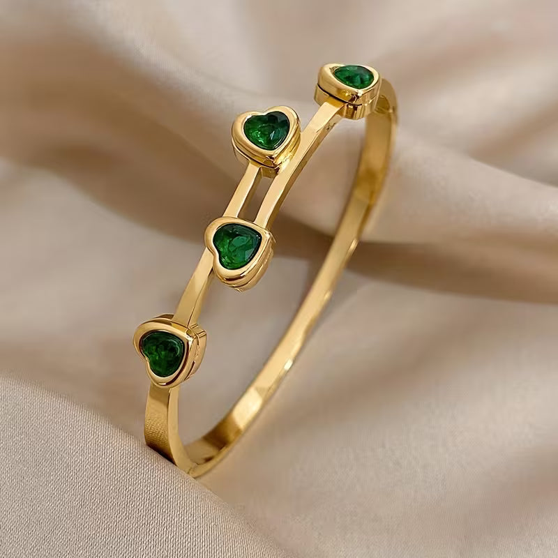 Bracelet Verde Hearts | Or