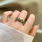 Bague ouverte Calira Émeraude scintillante | Or