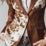 Blazer en suédine écologique imprimé peau de vache vintage