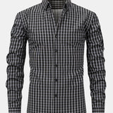 Chemise à carreaux à manches longues et boutons