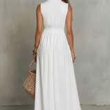Robe longue bohème blanche zippée sur le devant