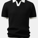 Polo à col Johnny texturé contrastant et pantalon fuselé coupe slim