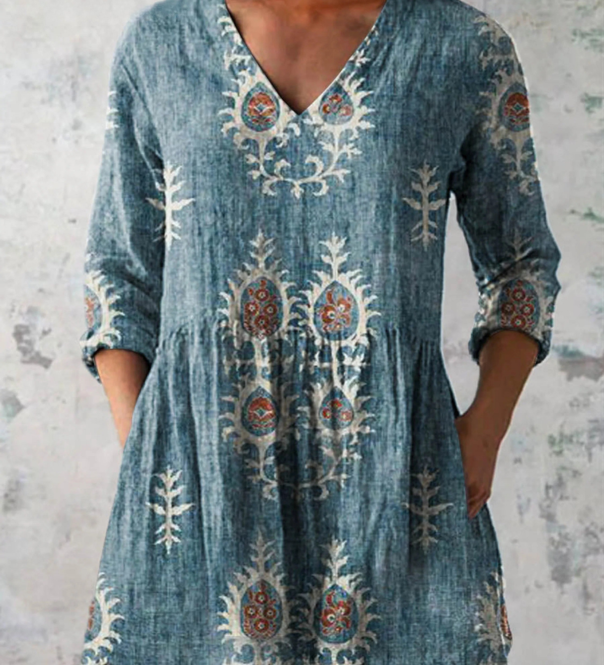 Élise | Blouse longue à col V