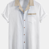 Chemise cubaine à contraste texturé et pantalon droit
