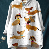 Ava | Impression d'art teckel chien mignon T-shirt décontracté