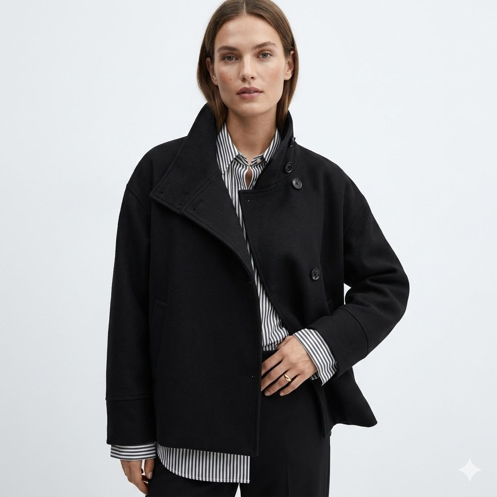 Élise Dubois | Manteau court élégant en laine pour femme