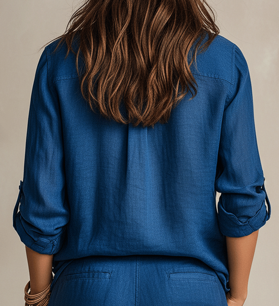 Chemise boutonnée en lin Bohemian Indigo Quiet Ease