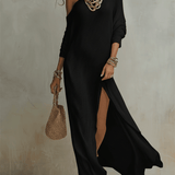 Robe longue bohème texturée à une épaule en ivoire doux