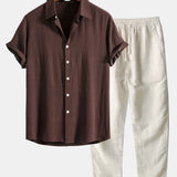 Chemise à boutons en mélange de lin et rayonne & Pantalon droit en lin