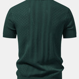 Polo en maille ajourée à motif jacquard géométrique et pantalon droit côtelé