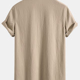 T-shirt à col en V à texture froissée<tc>rouge</tc> &amp; pantalon droit à texture froissée<tc>rouge</tc>