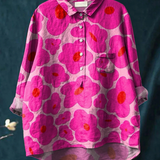 Mia | Chemise décontractée pour femme imprimée à motif floral rose vif