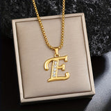 Collier initiale avec accent en cristal | Or