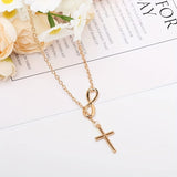 Collier pendentif Croix éternelle | Or blanc