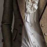 Blazer Ajusté en Tweed Pied-de-Poule Vintage