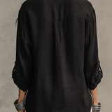 Chemise bohème moderne en lin noir, style décontracté