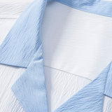 Chemise cubaine à contraste texturé et pantalon droit