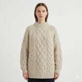 Pull oversize en tricot torsadé pour femme — Pull chaud d'automne