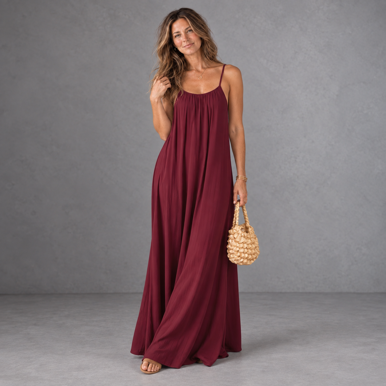 Robe nuisette dos nu - Bordeaux