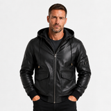 Leonardo Moretti | Veste en cuir à capuche pour homme