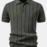 Polo en maille côtelée en lin et pantalon fuselé coupe slim