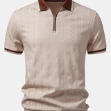 Polo en maille texturée zippé avec bordures contrastantes et pantalon fuselé coupe slim