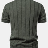 Polo en maille côtelée en lin et pantalon fuselé coupe slim