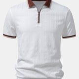 Polo en maille texturée zippé avec bordures contrastantes et pantalon fuselé coupe slim