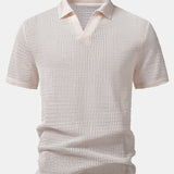Polo à col en V en crochet coupe décontractée et short 5" texturé froissé à cordon de serrage