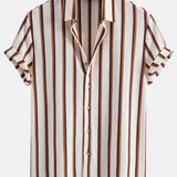 Chemise boutonnée à rayures gaufrées et pantalon droit à texture froissée