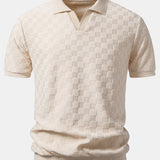 Polo en maille à col en V à motif damier et pantalon fuselé coupe slim