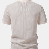 Polo à col en V en crochet coupe décontractée et short 5" texturé froissé à cordon de serrage