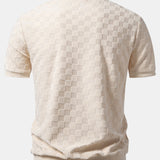Polo en maille à col en V à motif damier et pantalon fuselé coupe slim