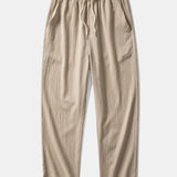 Chemise cubaine en jacquard texturé et pantalon droit à texture froissée