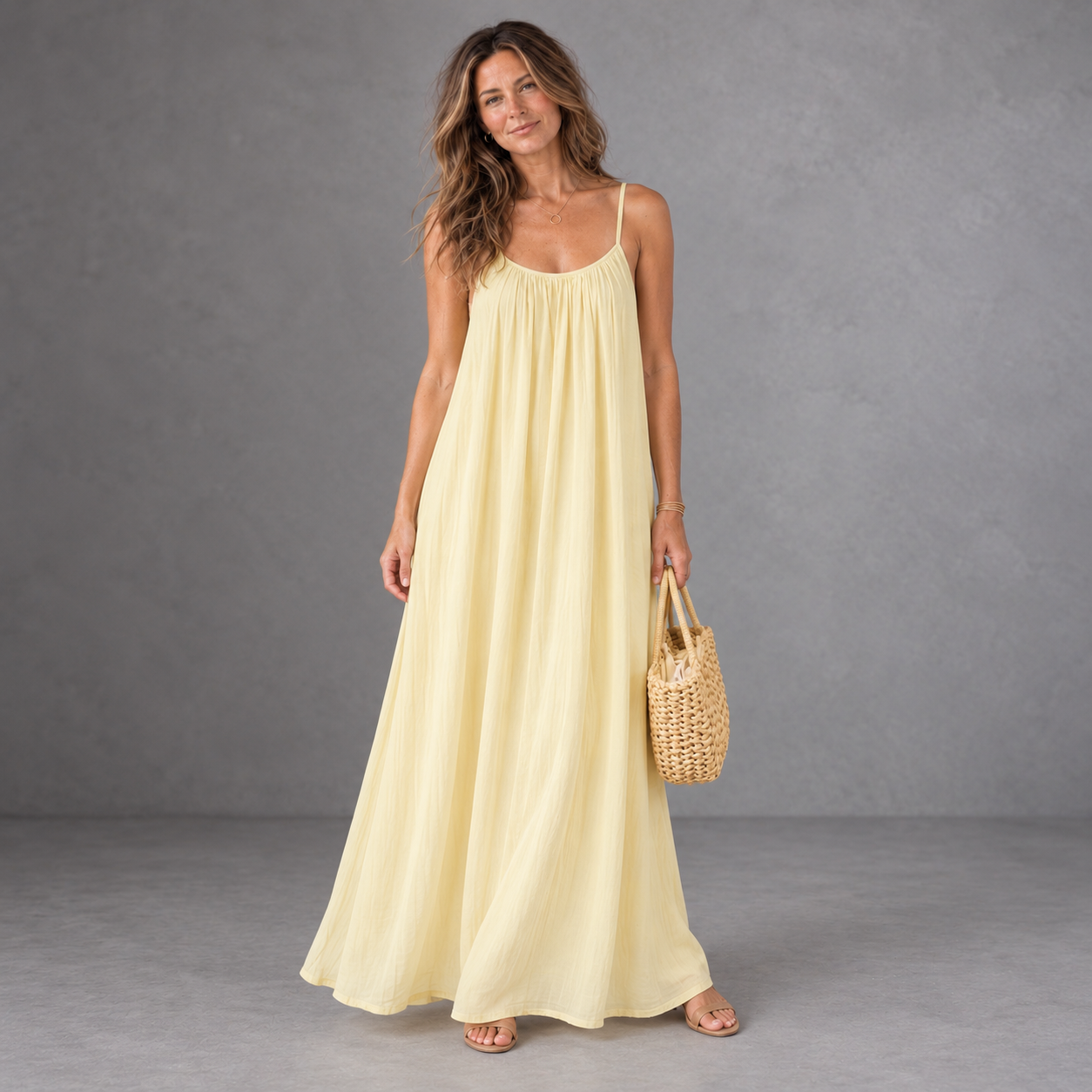 Robe nuisette dos nu - Jaune