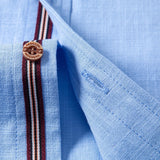 Chemise à manches courtes en aspect lin avec col officier et pantalon droit en lin
