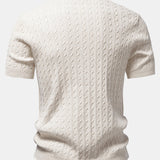 Chemise en tricot à boutons et col rond en jacquard torsadé & Pantalon fuselé coupe ajustée