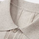 Polo en maille côtelée en lin et pantalon fuselé coupe slim