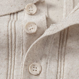Polo en maille côtelée en lin et pantalon fuselé coupe slim