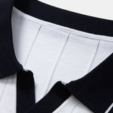 Polo en maille à col Johnny avec bordure contrastante et pantalon droit à taille élastique