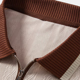 Polo en maille texturée à fermeture éclair avec bordures contrastantes et pantalon droit à taille élastique