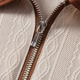Polo en maille texturée à fermeture éclair avec bordures contrastantes et pantalon droit à taille élastique