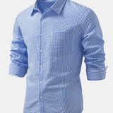 Chemise boutonnée en seersucker rayé