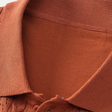 Chemise boutonnée en maille jacquard torsadée et pantalon droit en lin