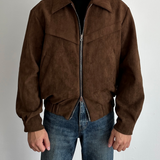 Marco DeLuca | Veste zippée en daim vintage à la coupe moderne et ajustée pour homme