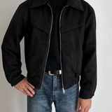 Marco DeLuca | Veste zippée en daim vintage à la coupe moderne et ajustée pour homme