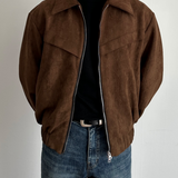 Marco DeLuca | Veste zippée en daim vintage à la coupe moderne et ajustée pour homme